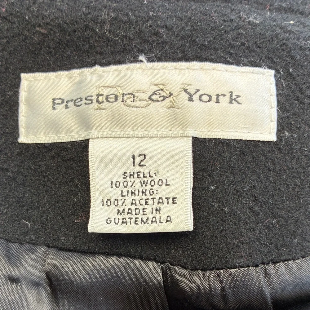 Preston & York Wool Maxi Coat Black 4 Button Collar Pockets Overcoat Classic 12 - Picture 7 of 9